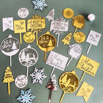 China Acrylic Cake Decoration Accessories Acrylic Merry Christmas Cake Toppers for sale