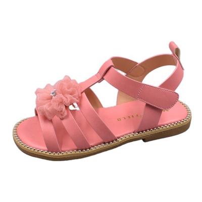 China New Arrival Little Girls Shoes Flat Floral Cute Design Girls Sandals Flat Sandals for sale