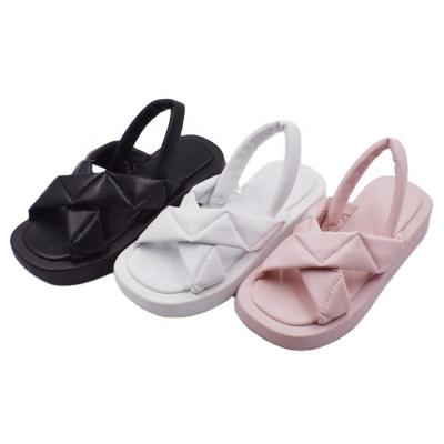 China Fashion Trend New Arrival Summer Woman Shoes Flat Ladies Strap Black Cross Sandals for sale