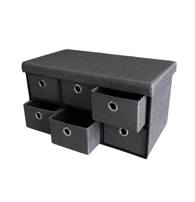 China Factory Wholesale Furniture Modern Home Classic Gray Customized Foldable Fabric Storage Foldable Stool for Shoes with 6 Drawers for sale