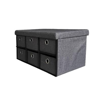 China Factory Wholesale Modern Home Furniture Customized Foldable Foldable Fabric Storage Stool For Shoes With 6 Drawers Entry Way Foot Rest for sale