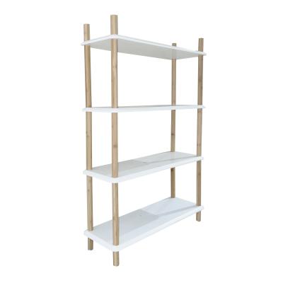 China Modern simple multi-storey children's bookshelf floor Nordic living room bookshelf display stand free standing stored in solid wood for sale