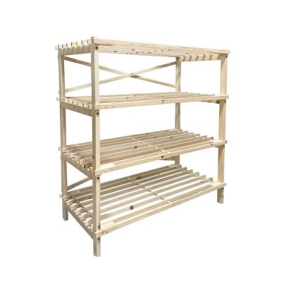 China Traditional Household Storage Rack 4 Layer Wooden Storage Rack Can Hold 12 Pairs of Shoes or Boots Wooden Shoe Rack Designs for sale