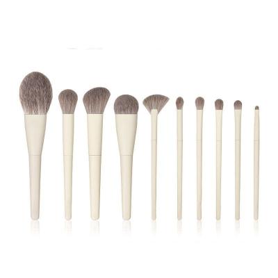 China Fan Brush 10 Pcs Professional Vegan Cruelty Soft Hair Cosmetic Makeup Brush Set for sale