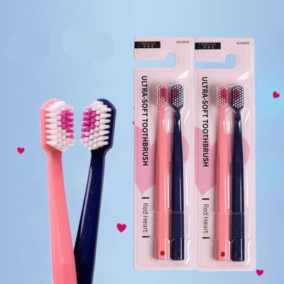 China Home Supplier Household Flat Toothbrushes Hotel Couples Friendly Biodegradable Curved Bamboo Toothbrush Set For Adult for sale