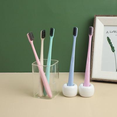 China Newest Portable Round Toothbrush\Fasion Wheat Straw Bamboo Charcoal Toothbrush Adult Quality Soft Tube Wheat Toothbrush Fur Wholesale for sale