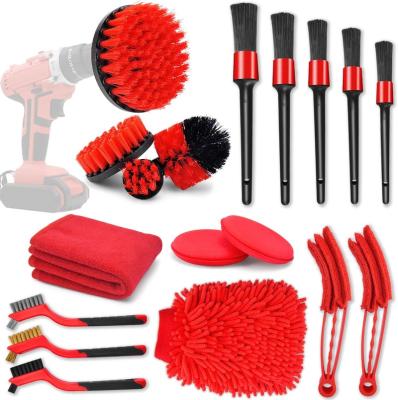 China Cleaning Tools 18 Pcs Car Cleaning Tool Kit with Car Detailing Brush, Auto Detailing Drill Brush, Car Cleaning Kit for Cleaning Wheels for sale