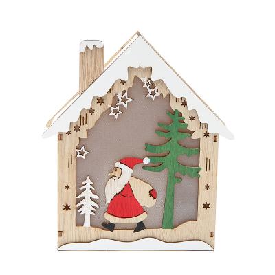 China Christamas House Decoration Christmas Ornaments with Small Snow House Christmas Lights Night Lights Christmas Decoration Ornaments for sale