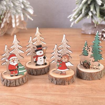 China 2021 Plastic Christmas Wooden Christmas Ornament Hanging Wooden Christmas Ornaments Gifts Santa Elk Tree Pendant Christmas Decoration Supplies for sale