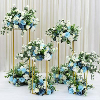 China Wedding Decoration 4 Size Iron Metal Gold Wedding Flower Table Stands Removable Decorations Vase Sets Wedding Centerpieces Stage Decorations for sale