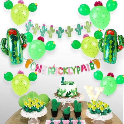 China Festival Decoration Cactus Party Twin Baby Shower Decorations Foil Latex Balloon Paper Flower Twins Banner for Luau Hawaii Birthday Party Decor for sale