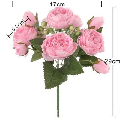 China Plastic 9 Heads Peony Flowers Artificial Bouquet Wedding Group Peony Floral Decor For Bridal Shower Home Decorations for sale