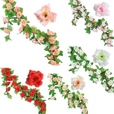 China Plastic Flower Garland Artificial Rose Vine Flowers Hanging Rose Ivy Plant for Home Craft Art Wedding Party Garden Decor for sale