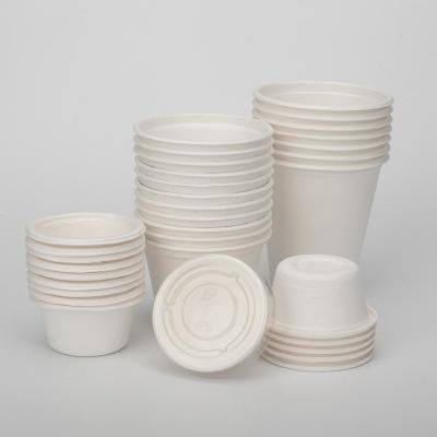 China Biodegradable Disposable Biodegradable Sugar Cane Bagasse Pulp Mold Paper Dessert Ice Cream Cup With Lid for sale