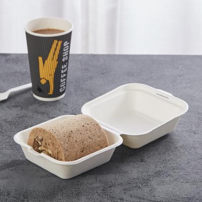 China Biodegradable Hamburger Bagasse Clamshell Sugar Cane Biodearadable Box Takeout Packaging for sale