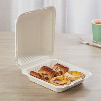 China Biodegradable Disposable Biodegradable Quick Take Away Bento Lunch Box Clamshell Sugarcane Bagasse Food Packaging for sale