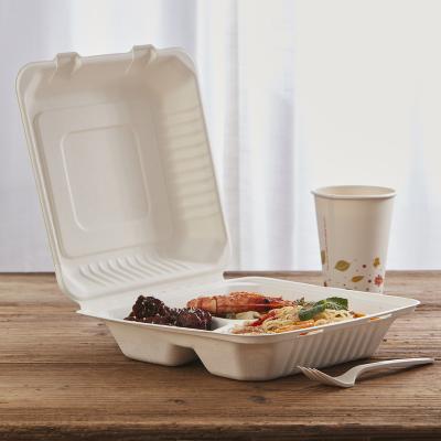 China Biodegradable Biodegradable Bagasse Bowl 3 Compartment Sugar Cane Bagasse Disposable Food Bowl for sale