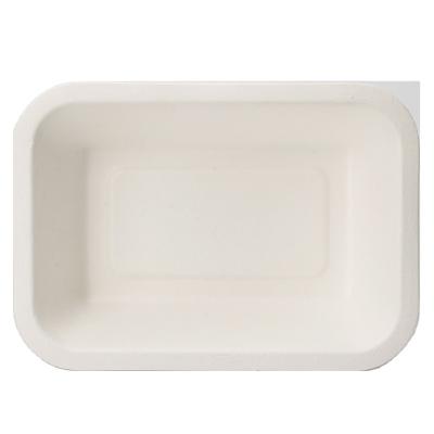 China water & Oil Resistant / Safe In The Microwave Disposable Biodegradable Bagasse Dish With Cover Meal Dish Tray for sale