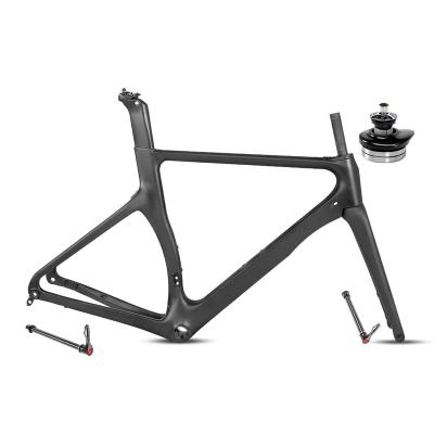 China EPS Technology OEM super light racing road bicycle frame 700C T800 carbon frame disc brake thru axle 142mm carbon road bike frameset for sale