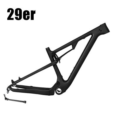 China EPS Technology 29er carbon mountain bike frame full suspension disc brake thru axle B00ST 12*148mm BSA 73 BB soft tail mtb carbon frame for sale