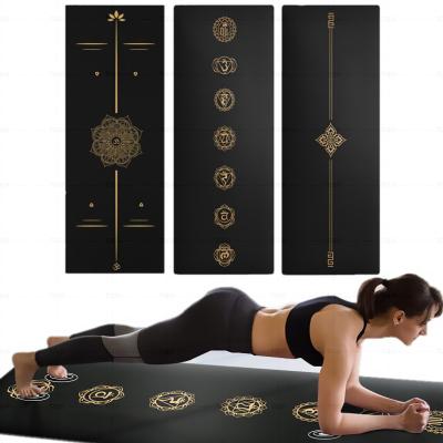 China Non-slip Black Yoga Mat Hot Stamping Eco Friendly Anti Slip Custom Design Natural Rubber Yoga Mat for sale