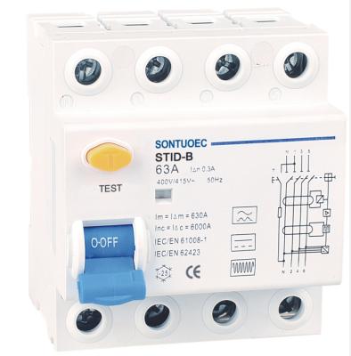 China RCD Type B 4P 10KA 415V Residual Current Circuit Breaker for sale