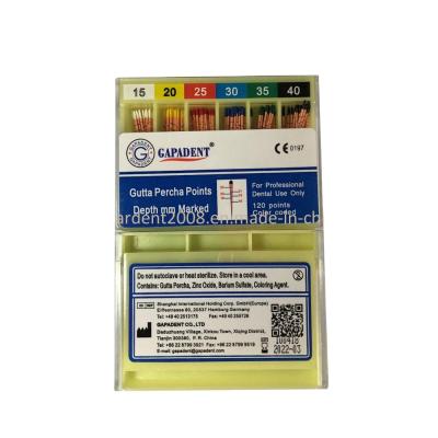 China Gapadent Original Color Coded Gutta Percha 120 Points With Depth Mm Marked Dental Materials for sale