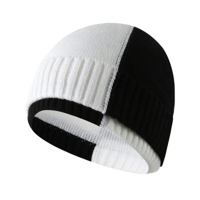 China Keep Warm And Resist Cold Two Color Winter Warm Cotton Hat Splice Knitting Outdoor Sports Cycling Can Be Customized For Men And Women for sale