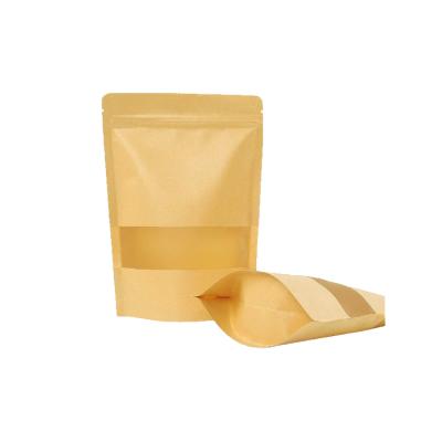 China Recyclable Kraft Paper Food Packaging Bag Hemp Recyclable Paper Bags With Clear Window For Wholesale for sale