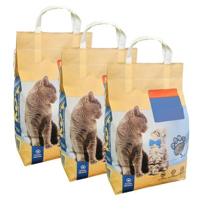 China Hot Selling Eco Materials Portable Printing Packaging Recycled Biodegradable Paper Cat Litter Packaging Bag With Customized Logo for sale