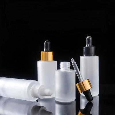 China Hot Selling High Quality 15ml, 20ml, 30ml, 40ml, 50ml Frosted White Glass Essential Oil Dropper Bottles for sale