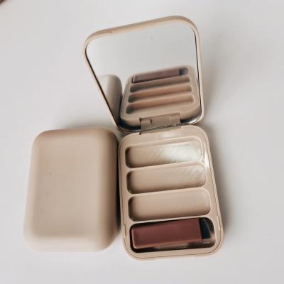 China 2021 Fashionable Empty Square Spray Paint Soft Touch 3 Color Eyeshadow Case Rubber Eyeshadow Palette Case Eco-friendly for sale