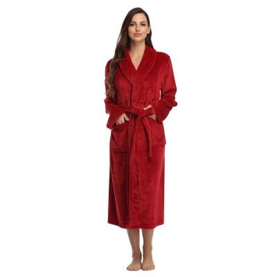 China QUICK DRY Custom Women Men Extra Long Warm Coral Fleece Plush Bathrobe Winter Thick Flannel Thermal Bathrobe Microfiber Luxury Bathrobe for sale