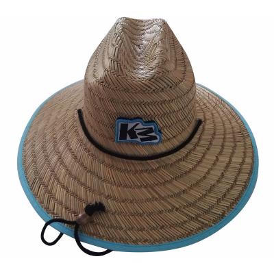 China Striped Natural Straw Hat Sun Protection Hat Fish Hat With LOGO for sale