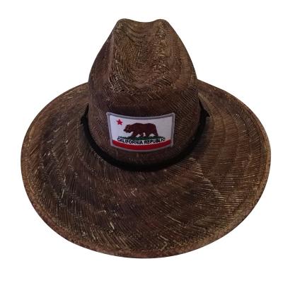 China Daily life painted natural rush straw beach hat surf hat sun hat for sale