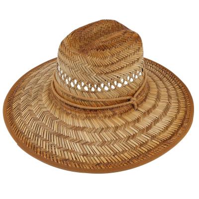 China Striped Popular Natural Straw Sun Hat Hollow Straw Hat Beach Hat For Men for sale