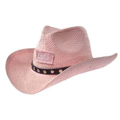 China Daily Life Cowboy Hats Pink Promotional Straw Hats for sale