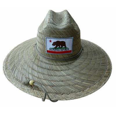 China Lifeguard Striped Straw Hats With Logo for sale