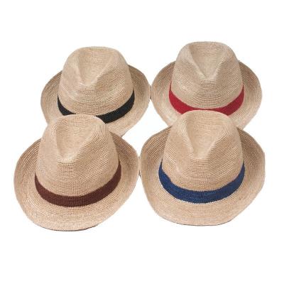 China 100% Straw Summer Felted Hat Striped Hats for sale