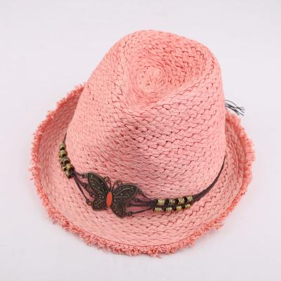 China 2020 new image design fedora hats for girls made by paper straw for sale