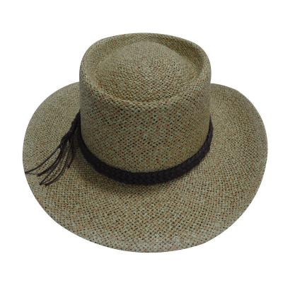 China Picture Hard Paper Straw Made Panama Hat Cowboy Hat for sale