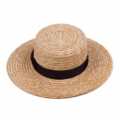 China 100% Natural Wheat Straw Straw Hat Striped Panama Hat Player Hat for sale