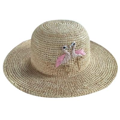 China Striped Raffia Straw Crochet Hat Kids Hat Sun Hat for sale