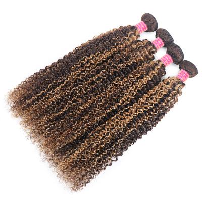 China Kinky Curl P4/27 Colored Kinky Curly Hair Extensions Raw Virgin Hair With Good Quality Wholesale Seller for sale