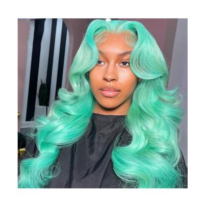 China Wholesale Price Body Wave Hair Wigs Human Hair Lace 613 Lace Frontal Wig Green Colored Body Wave Hair For Women for sale