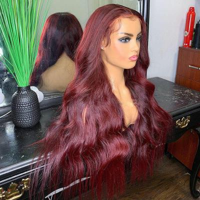 China Body Wave 99j Burgundy 13X6 Body Wave Hair Lace Front Wigs Virgin Human Hair Wigs For Color Women Hot Sale for sale