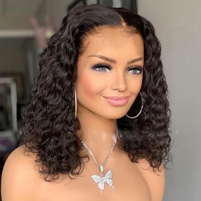 China Jerry Curl Jerry Curly Human Hair Lace Front Wigs Preplucked With Baby Hair13*4 Short Bob In Selling for sale