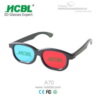 China Black ABS frame Anaglyph 3D Glasses Red Blue For TV  / Cyan 3D Glasses for sale