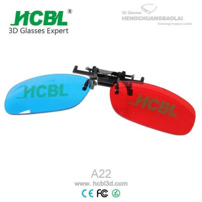 China Clip On Complementary Colorful Anaglyph 3D Glasses / Eyewear Disposable 140* 42mm for sale