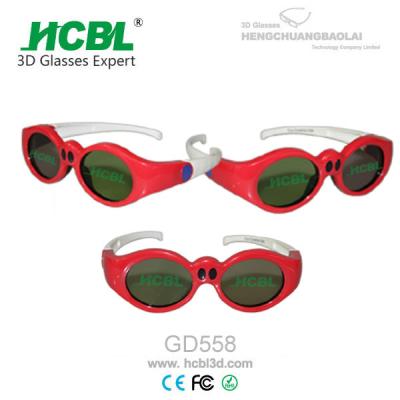 China Lovely Red Round Frame USB Recharable Active Shutter 3D Glasses For Children for sale